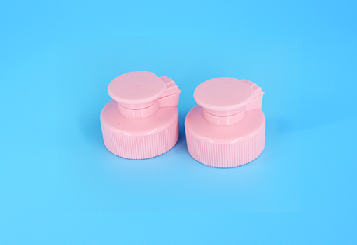 28/400 pink plastic flip top cap with ribbed