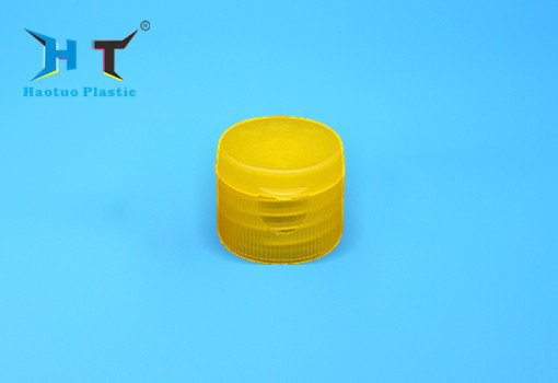 Yellow Color Flip Top Plastic Caps , Non Spill 20mm Flip Top Caps
