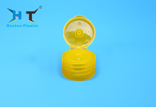 Yellow Color Flip Top Plastic Caps , Non Spill 20mm Flip Top Caps