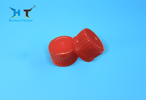 PE 38mm Size Plastic Red Color Screw Anti-Theft Cap For Bottle With Ribbed