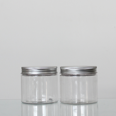 Customized Design 180ml Clear Plastic Wide Mouth Jars Aluminum Or PP Cap