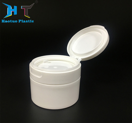 White Round PP Plastic Jars 120 Gram Moisture Proof With Flip Top Cap