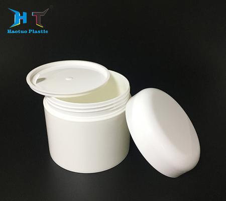 White Plastic Cream Containers , Double Wall Plastic Jars With Disc Liner