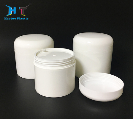 White Plastic Cream Containers , Double Wall Plastic Jars With Disc Liner