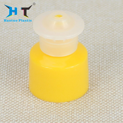 Non Spill Plastic Push Pull Caps , Pink Green Yellow Plastic Screw Cap Covers