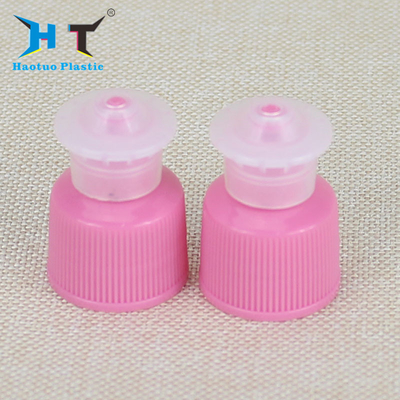 Non Spill Plastic Push Pull Caps , Pink Green Yellow Plastic Screw Cap Covers
