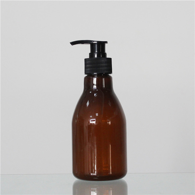 250ml Amber Color Plastic Cosmetic Bottles Black Pump For Personal Care