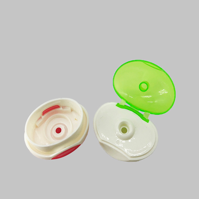 Plastic PP 22mm Neck Size Oval Shape Double Color Flip Top Caps For Shampoo Bottles