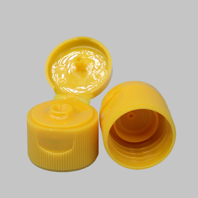 OEM Flip Top Bottle Lids 20.3 Mm Height Yellow Color With Ribbed Wall