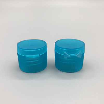 20 / 410 Flip Top Bottle Lids Clear Blue Color Ribbed Free Samples Available