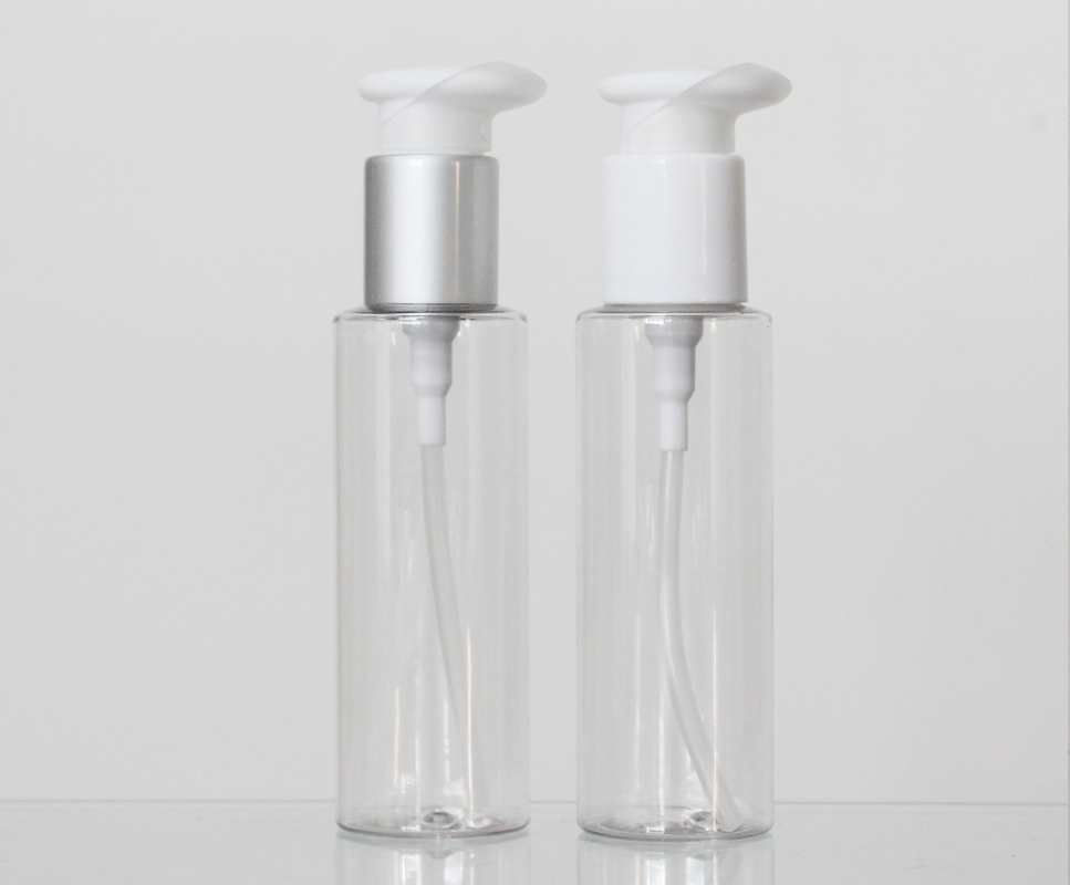 24mm Neck Size Plastic PET Round 100ml Cosmetic Bottle With Pump Or Screw Cap
