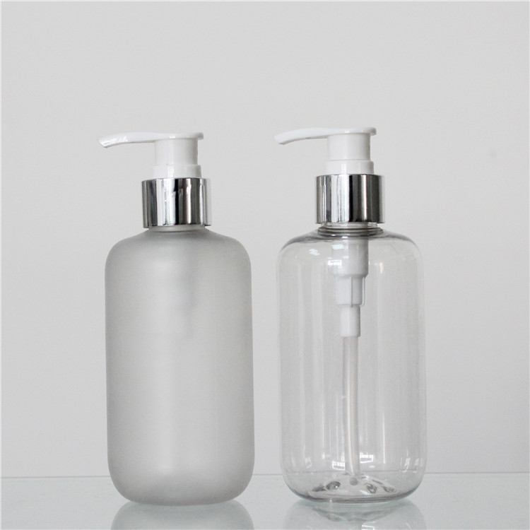 Custom Color Polish Or Frosted PET 250ml Plastic Pump Bottles For Shampoo