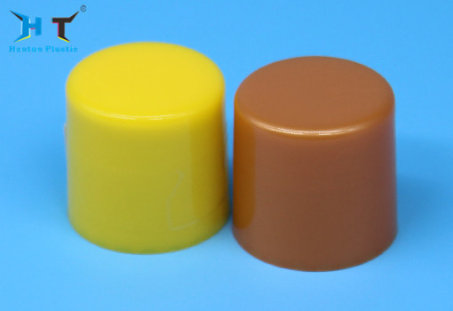 Brown And Yellow Plastic Bottle Screw Caps , Smooth Small Screw Cap