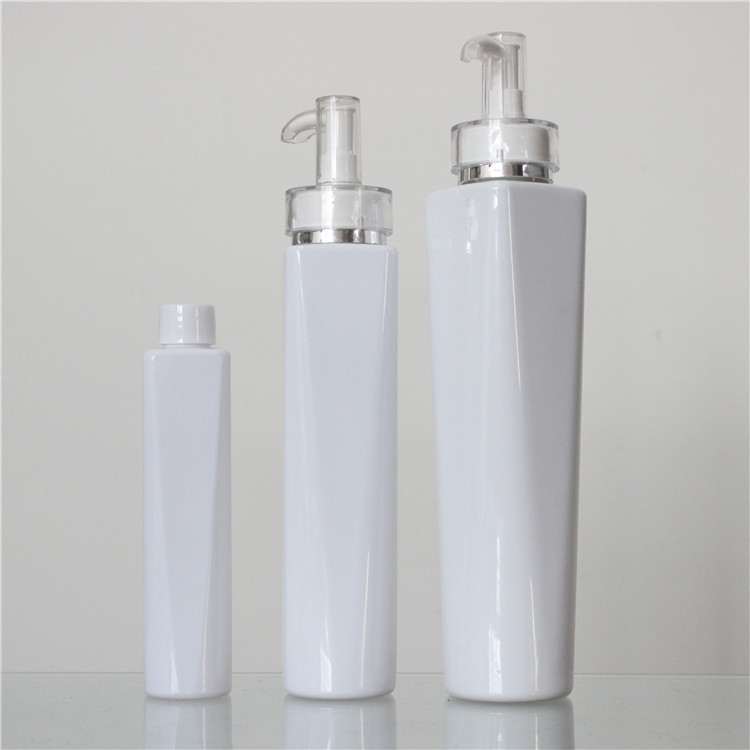 Luxury White PET Cosmetic Bottle , Cosmetic Pump Bottles 120ml 300ml 400ml